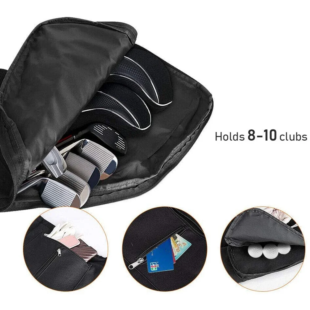 Tas pembawa klub Golf baru tas perjalanan rentang mengemudi tahan air dapat dilipat tas Golf tas jinjing, HITAM
