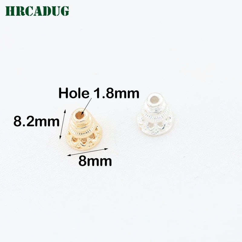 14K Gold/Silver Plated Brass Bead End Caps Bracelet Beaded Tail Pendant For Jewelry Making DIY Accessories Pyramid Spacer Beads