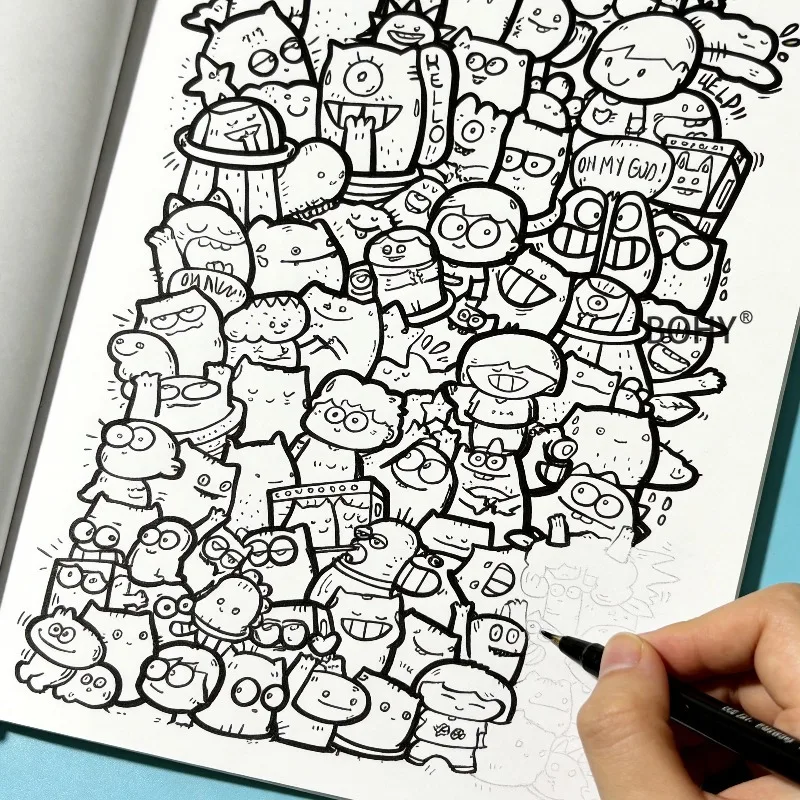 1 Intensive Graffiti Decompression Drawing Album with Creative Drafts of Stacking Small Animals Trendy Monsters and Other Themes