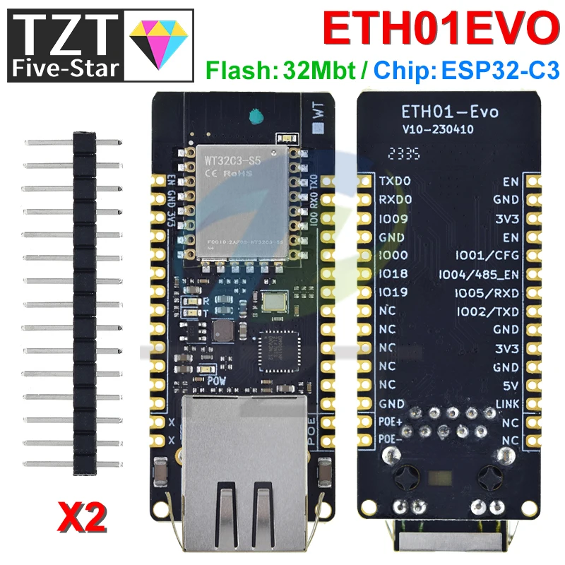 TZT ETH01-EVO ESP32-C3 وحدة واي فاي بلوتوث إيثرنت 3 في 1 بوابة إنترنت الأشياء المحدثة WT32-ETH01 #4