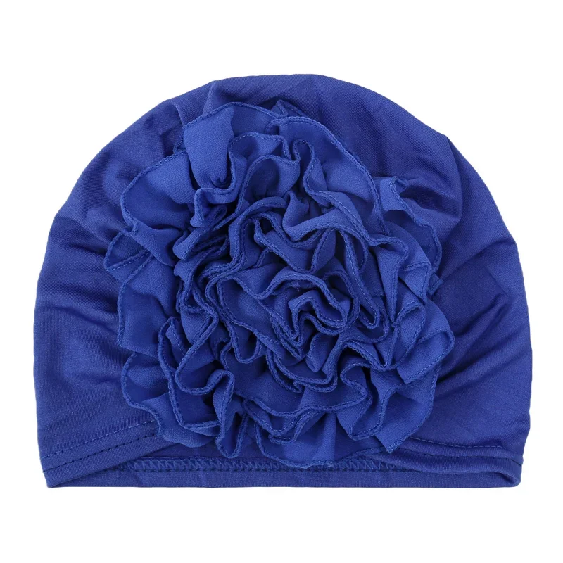 KepaHoo Solid Color Chiffon Flowers Turban Hijabs Fashion Ladies Head Wraps Muslim Hats Breathable Chemo Cap For Women Girls