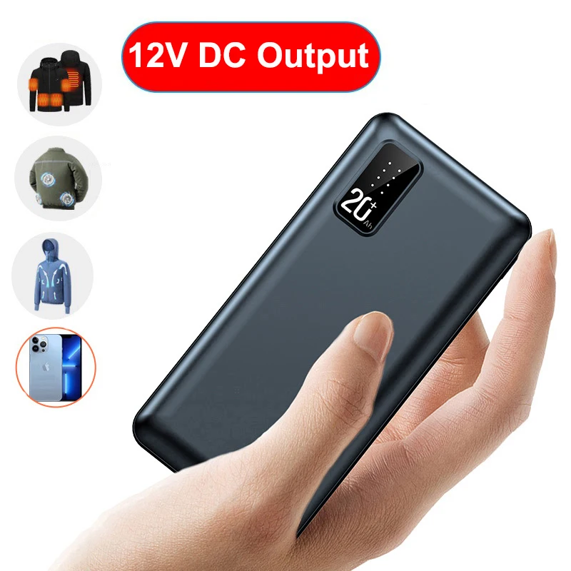 

12V DC Output Power Bank 20000mAh Portable Charger External Battery Pack for Heated Vest Jacket Power Bank for Xiaomi Mi iPhone