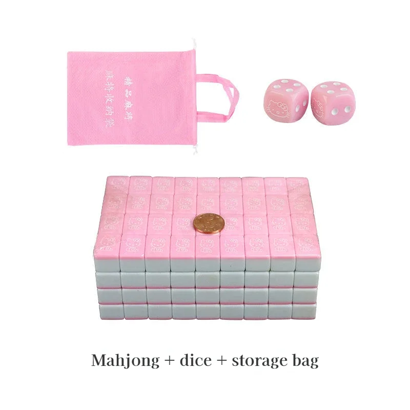 Kawaii Sanrio Mini Mahjong Hello Kitty Mahjong Friends Party Travel Portable University Dormitory Game Girls Birthday Gift