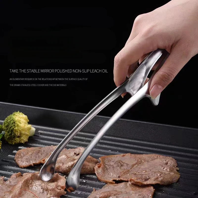 

Outdoor BBQ Meat Tongs Stainless Steel Long Barbecue Clips Round/Sharp Mouth Cooking Steak Tweezers Kitchen Accessories Tool