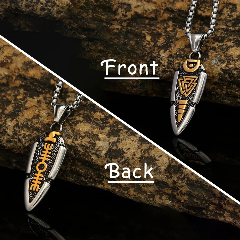 New Stainless Steel Men's Viking Spear Necklaces Vintage Rune Nordic Celtic Knot Pendants Fashion Jewelry Accessories Wholesale