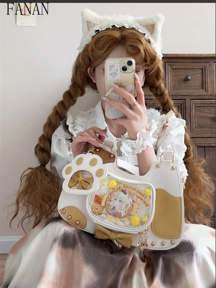 

Сумки через плечо для девочек, двумерная прозрачная сумка на одно плечо Kawaii для женщин в японском стиле