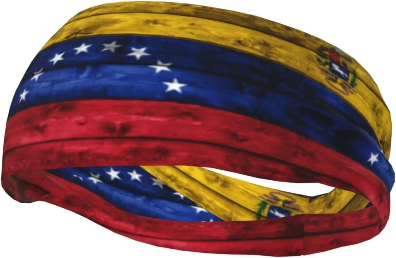 

Venezuela Flag Headbands Sports Non-Slip Tennis Workout Sweat Bands for Women Men