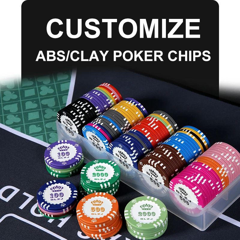 Plastic Poker Chips with Personalized Logo Image or Design, Plastic token, Casino Game, Blackjack, Custom, ABS, CLAY, 200 Pcs