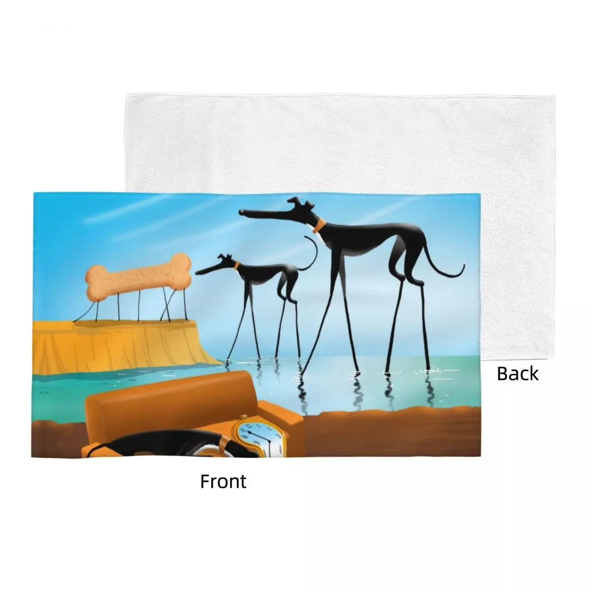 Salvador Dali Funny Greyhound Lurcher Towel Quick Dry Whippet Sighthound Dog Art Super Soft Cotton Shower Towels