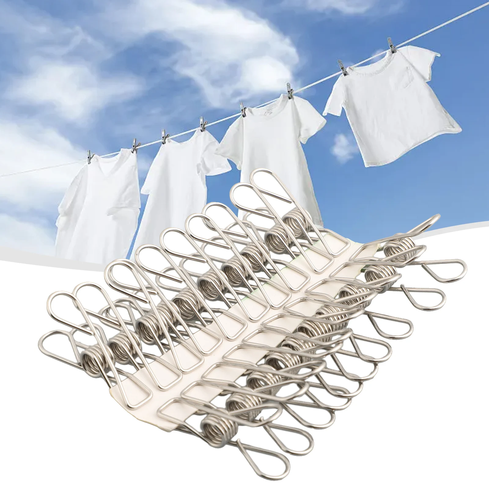 Stainless Steel Reusable Linen Quilts Socks Hanging Silver 20pcs Clothes Pegs Laundry Windproof Home Tools Hot