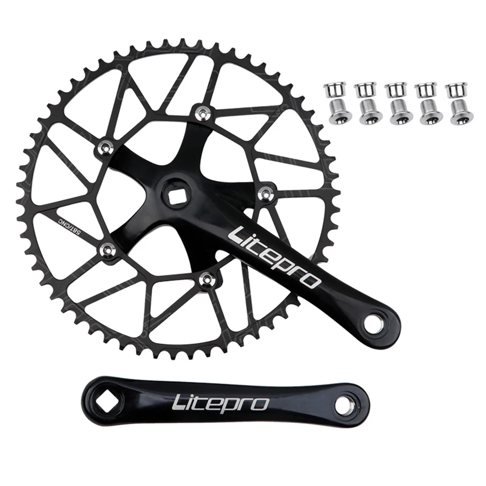 130BCD Folding Bicycle 5 Bolts Crankset 170mm 5 Holes Sprocket 50/52/54/56/58T Chainring For BMX/Road Bike Crank