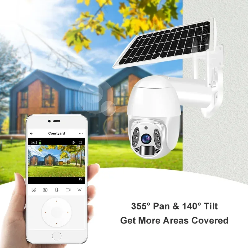 Q6 Tuya WIFI Solar Cameras LED Light Monitor Waterproof HD 2MP 360° SurveillanceSecurity Protection Motion Detection PIR Camera