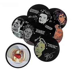 Vinyl Original Coasters Holder Retro Record Disk Rock Music Hip Hop Drink Mug Pad Mat Under Glass Hot Utensil Decorative Tray