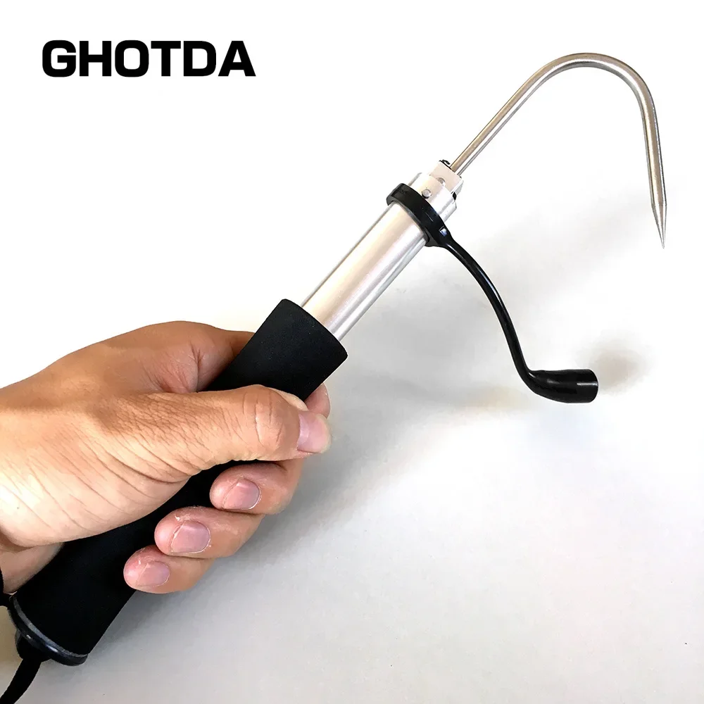 GHOTDA 60cm 70cm Telescopic Gaff  Stainless Steel Hook Aluminum Alloy Spear Hook Fish