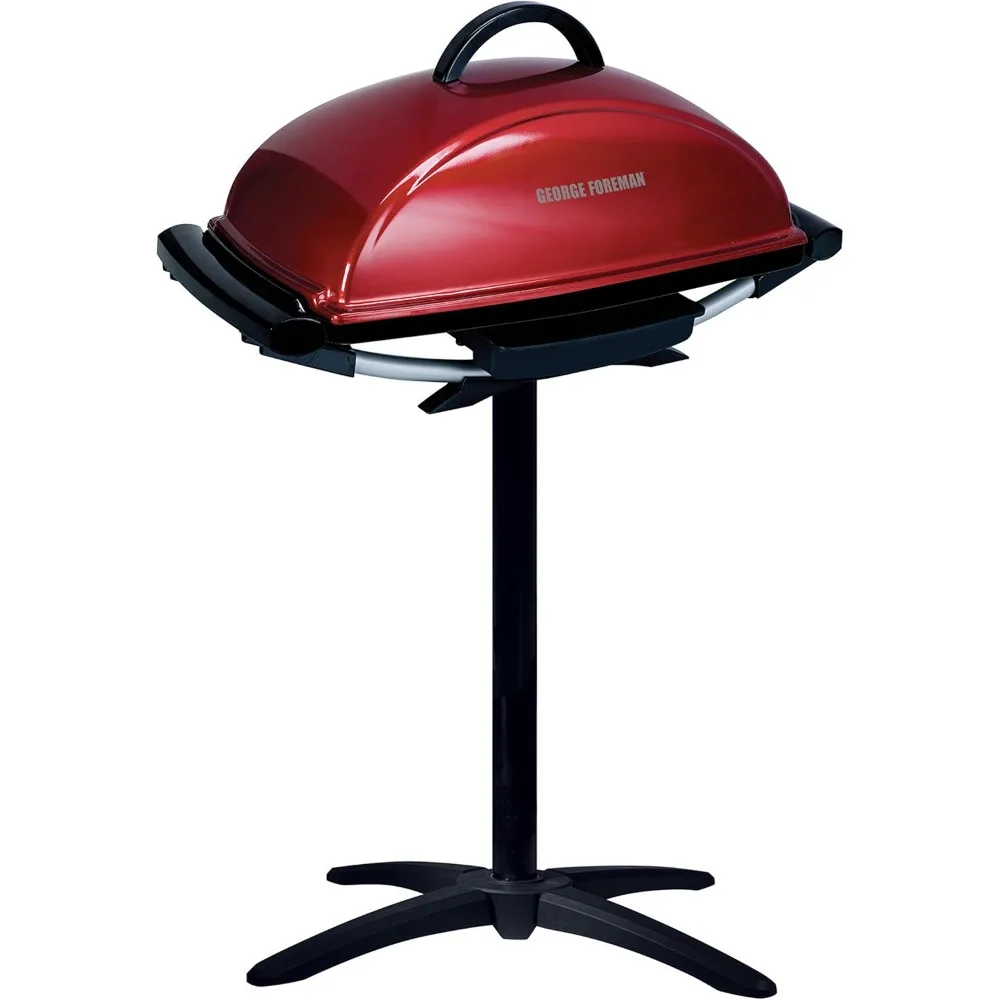 

George Foreman Indoor Outdoor Electric Grill, Non-Stick Grill Griddle Plate, Healthy Grilling Drip Tray Reduces Fat, Portable Ba
