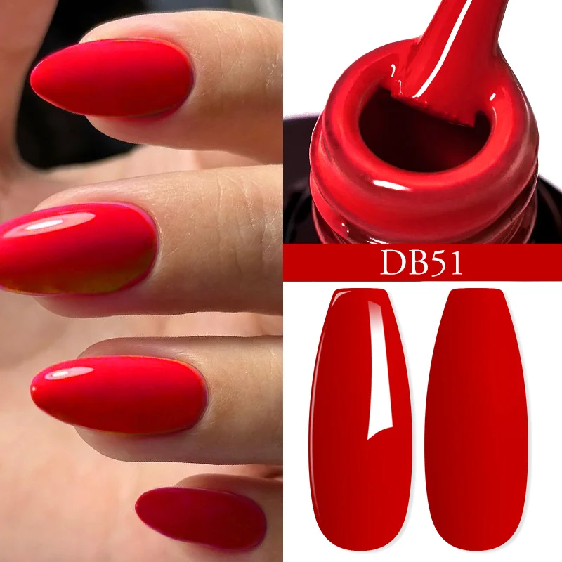 Mtssii 6PCS/Set Red Gel Nail Polish Set Glitter Sequins Semi Permanent Base Matte Top Coat Soak Off LED UV Nail Art Gel Varnish