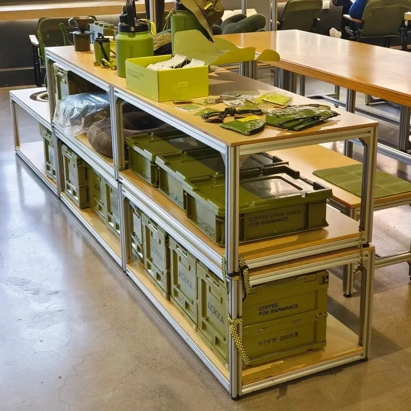 Storage Display Shelf Aluminum Profile Birch Board Display Cabinet