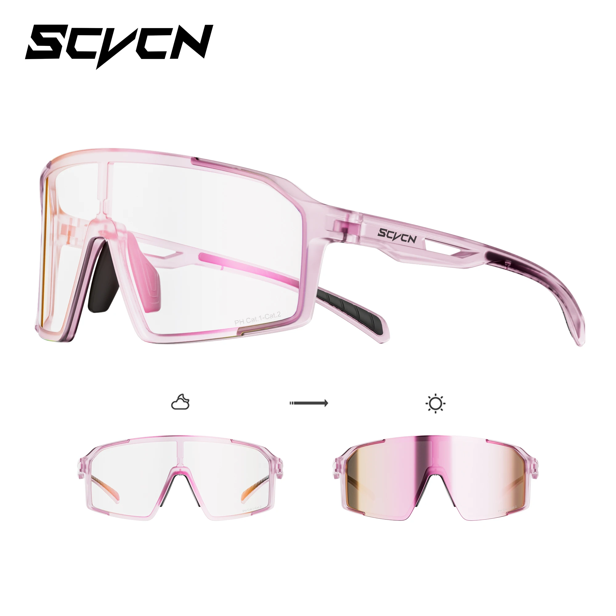 SCVCN Damen Mode Reise Photochrome Brille Radsport-Sonnenbrille Herren UV400 Eyewear Sport MTB Outdoor-Brille Fahrrad UV400