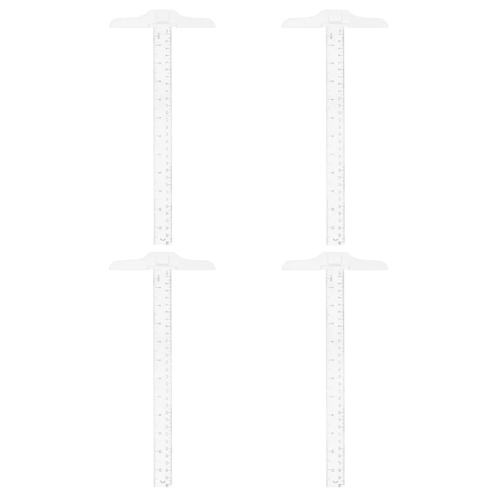 4Pcs Transparent T Shaped Ruler Professional Drafting Ruler for Engineering Architecture Students Academic Use Plastic