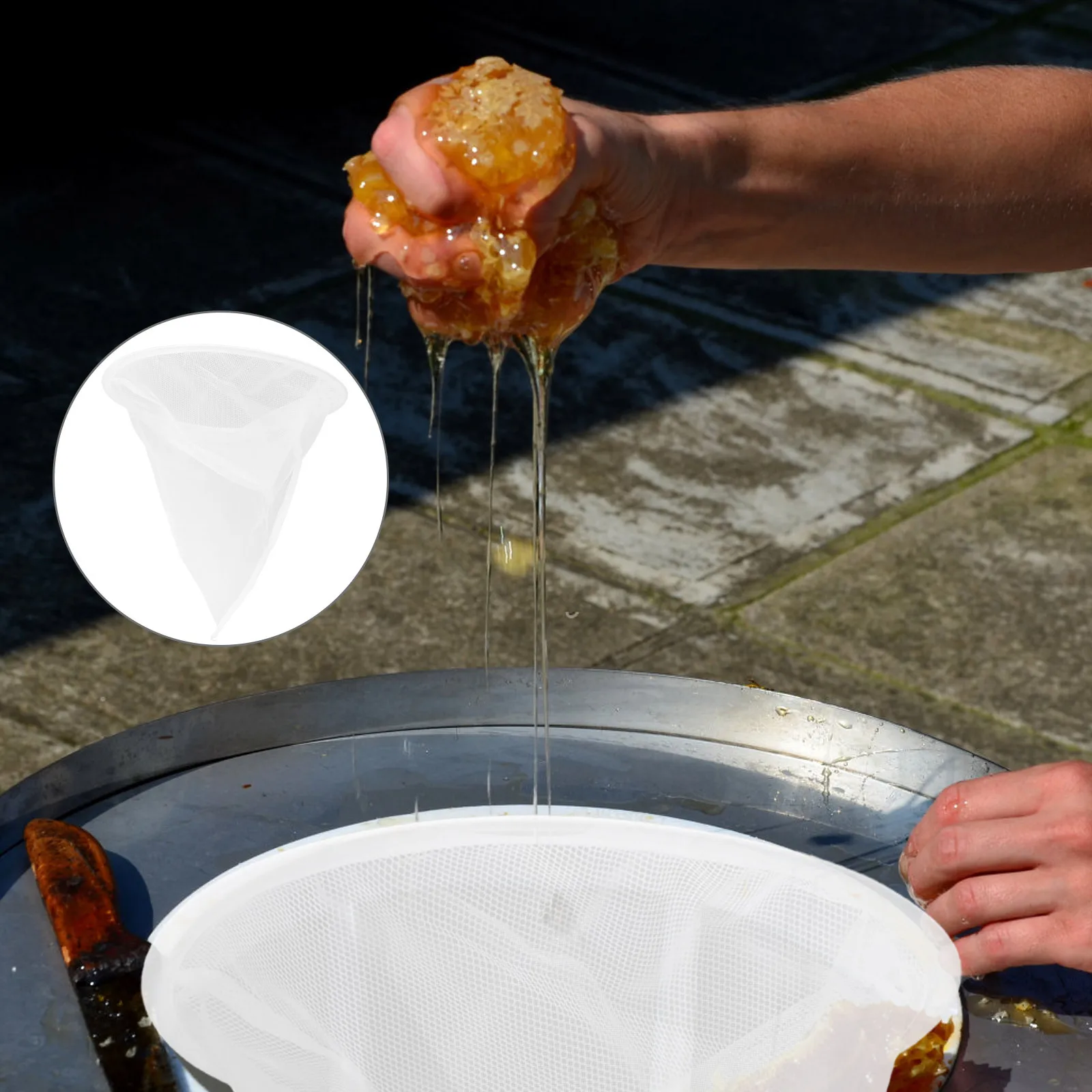 

5Pcs Honey Filter Mesh Fine Nylon Double Layer Reusable Strainer Bags Cone Shape Bucket Filter Beekeeping Extraction Supplies