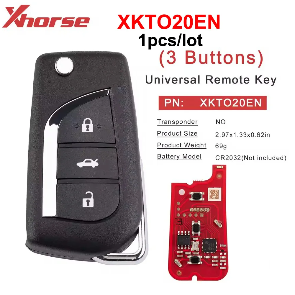 

1pcs/lot XHORSE XKTO20EN XK Series for Toyota 2nd Generation Universal Smart Key 3 Buttons upgrade of XKTO00EN Remote Key