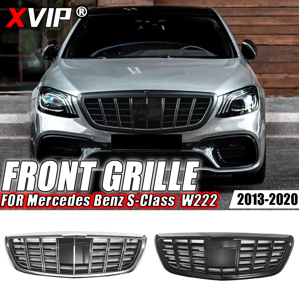 

XVIP Glossy Black GTR Style Upper Grille For Mercedes Benz S-Class W222 S400 S450 S500 2013-2020 AMG Style Front Bumper Grilles