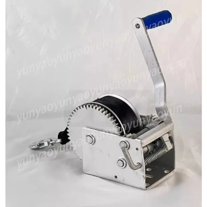 Yacht Trailer Two-speed Hand Crank Winch 900KG 2.6 Tons Webbing Winch Sturdy Trailer Accessory for Marine Boat
