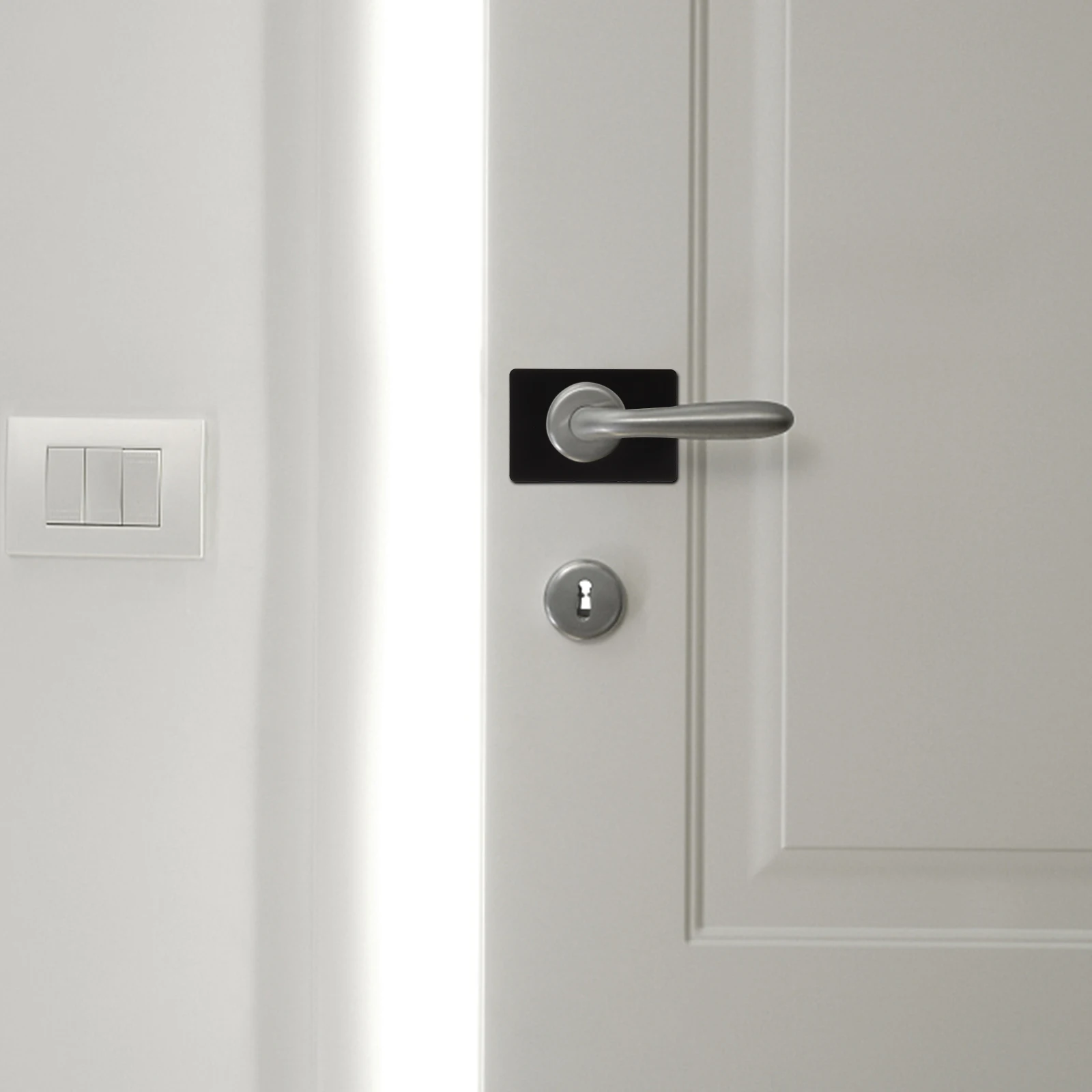 

2pcs Black Door H Plate Ball Lock Reinforcement Striker Plates Hole Cover Security Stainless Steel Durable Brushed Surface