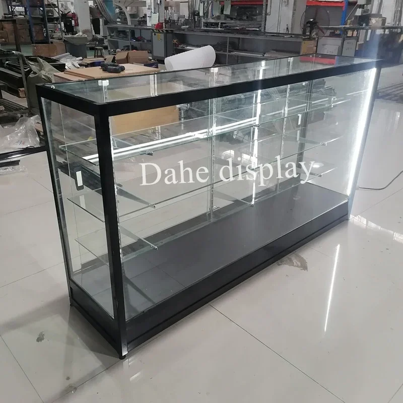 custom.Shop Furniture Display Counter Wide Application Short Cabinet Glass Showcase for Smoke Sho