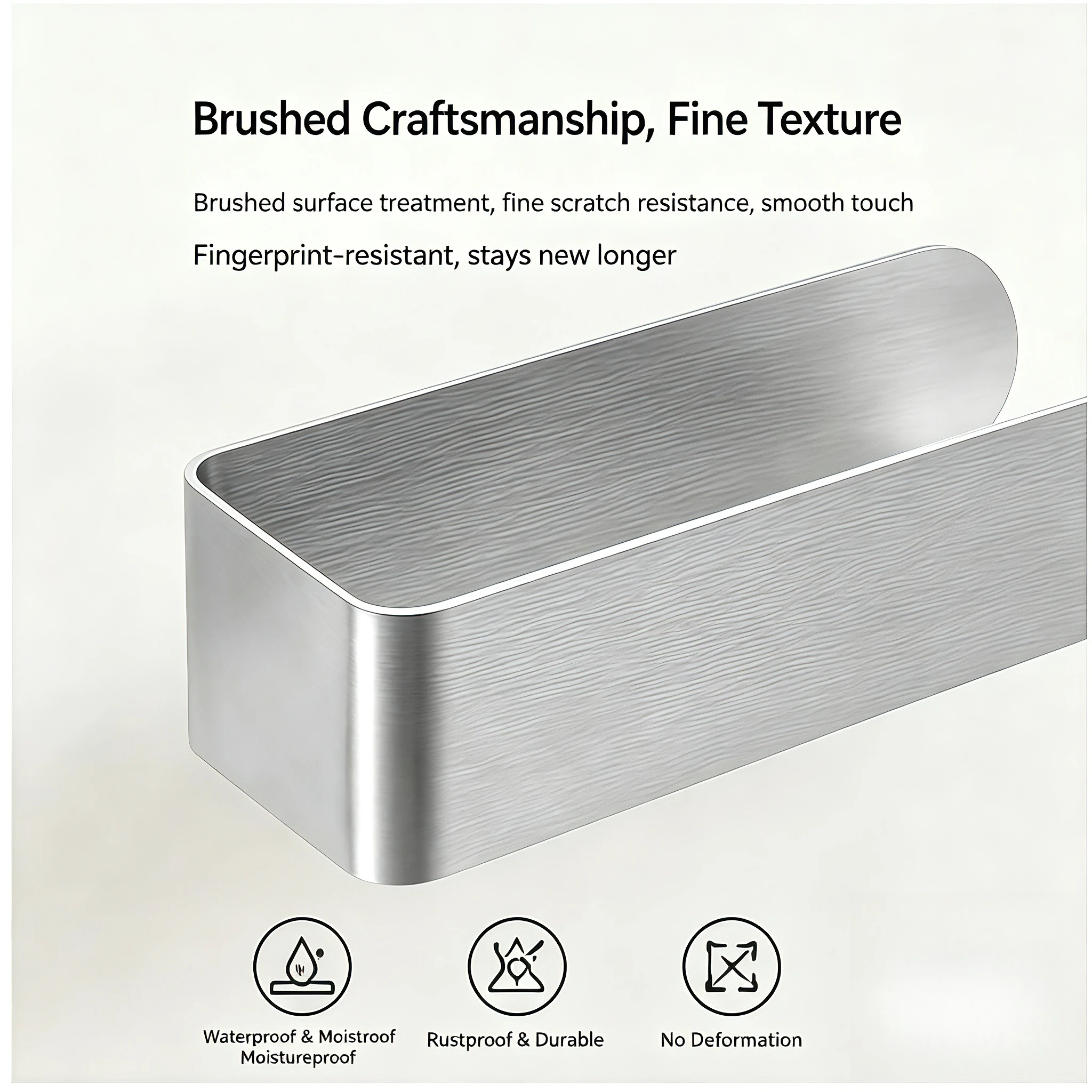 Stainless Steel Brushed Silver Towel Holder Wall Mounted Towel Bar for Bathroom Towel Rack Without Perforation Hand Towel Holder