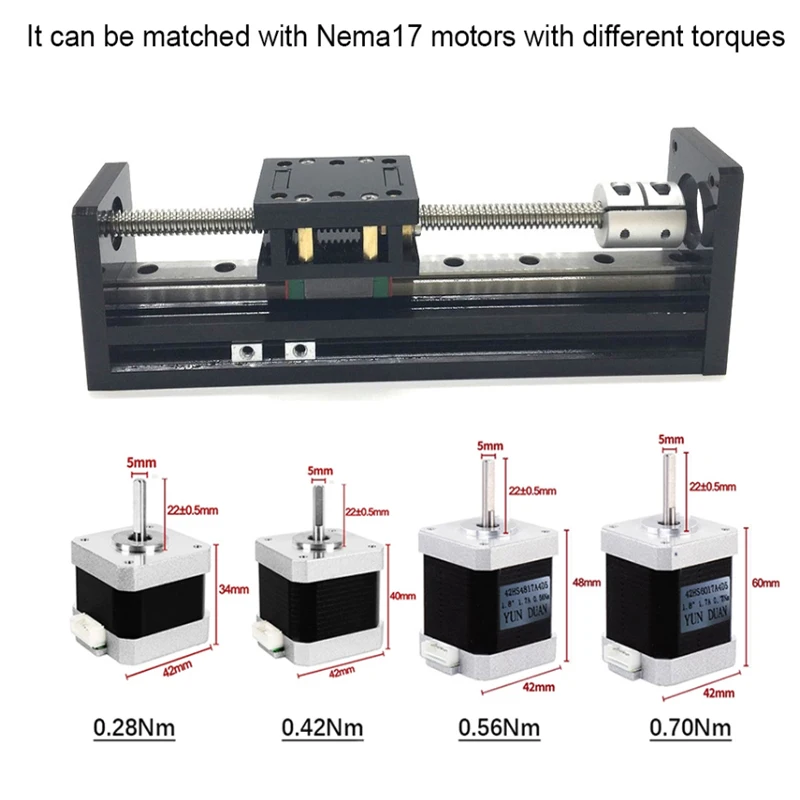 Imagem -03 - T-tipo Trilho de Mesa Deslizante Fase Linear Plataforma do Guia do Transporte Passo de 28 mm 50300 mm Motor Deslizante Nema17 Tb6600 Driver Kits