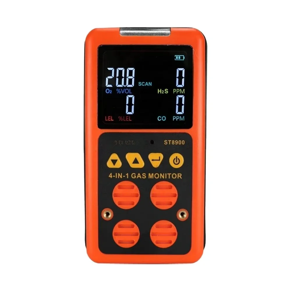 4 in 1 EU Digital Gas Detector O2 H2S CO LEL Handheld Mini Gas Analyzer Air Monitor Gas Leak Tester Carbon Monoxide Meter ST8900