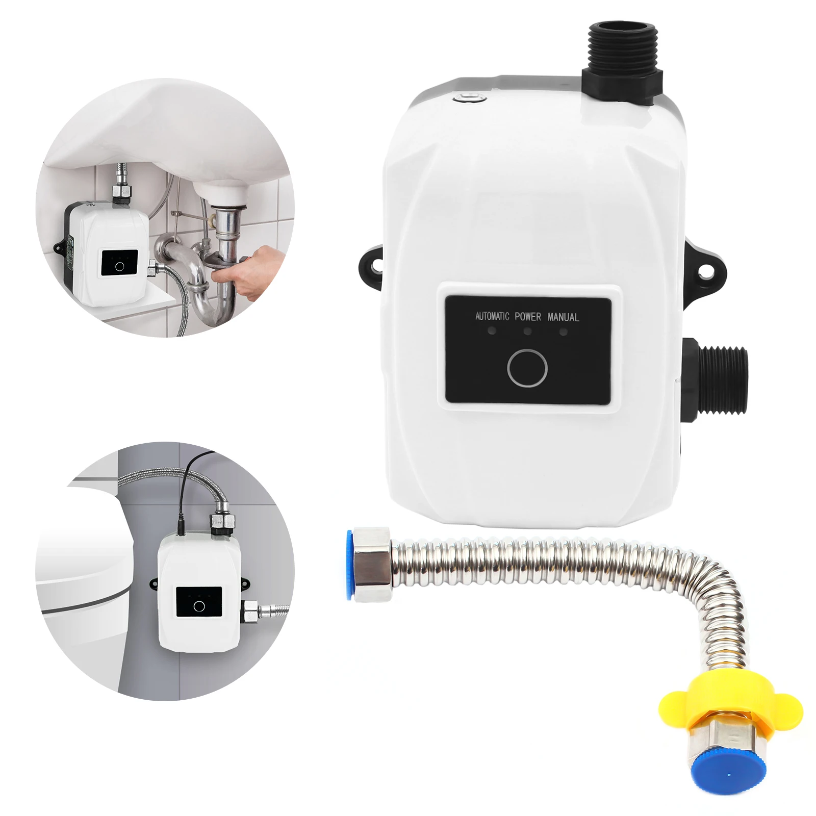 Intelligent&Easy-Install Booster Pump - Auto/Manual Modes (Auto On/Off With Tap), 3 Indicator Lights Show Real-Time Status