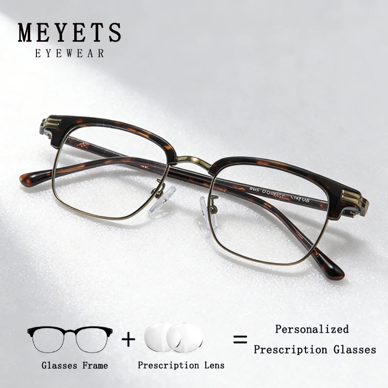 Lunettes de vue MEYETS, design vintage, petite monture carrée, optiques, lunettes de prescription pour hommes, personnalisation de la myopie/hypermétropie/lunettes progressives
