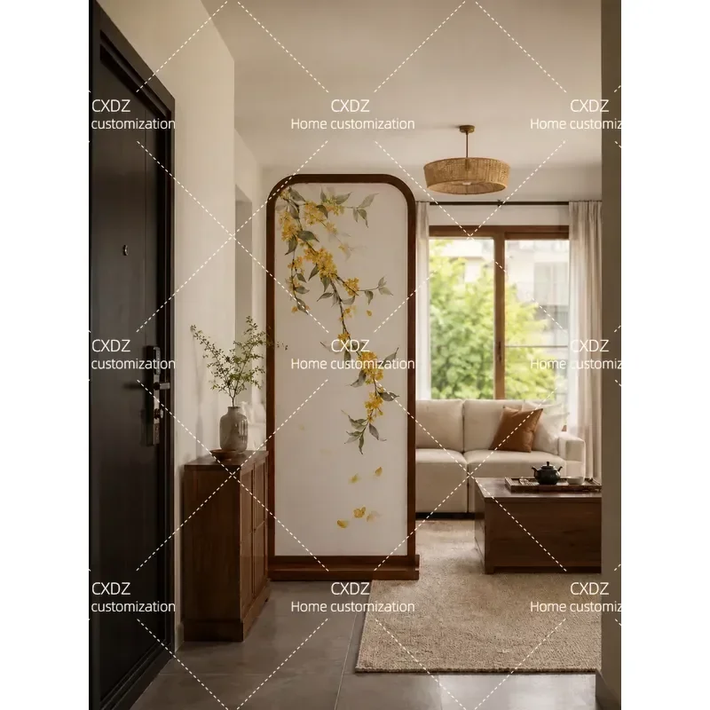 Solid Wood Screen Partition for Living Room Entrance Movable Song Style Aesthetic Shielding Doorway Divider 2026 New