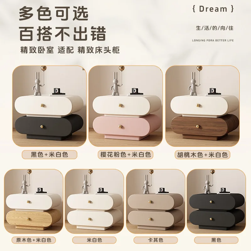 Italian light luxury Internet celebrity all solid wood, bedside table, high end bedside storage cabinet