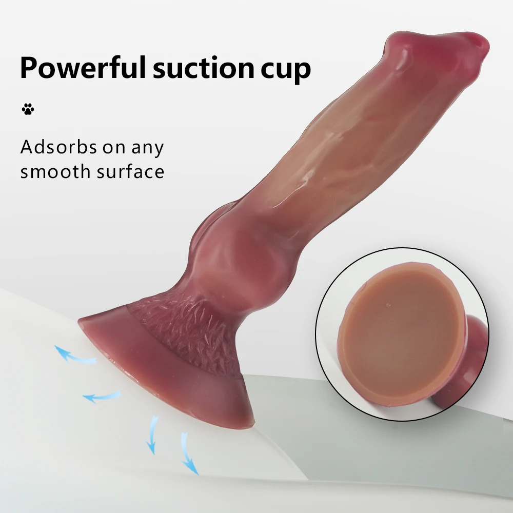 YiHH Realistic Dog Dildo Soft Silicone Big Penis Butt Plug Vagina Dilator Animal Dildo With Suction Cup Sex Toy for Woman Couple