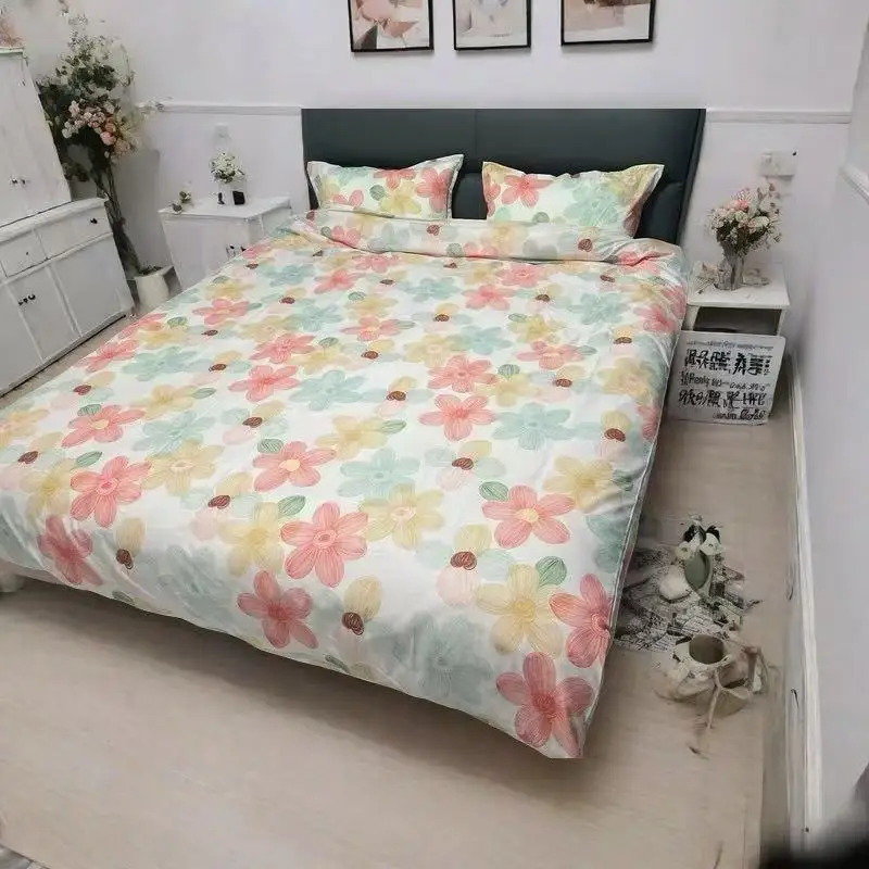 Mediterranean Print Bed Cover 150x200x230cm - Fleece Fabric for Single/Double Beds, Dorm Room Friendly