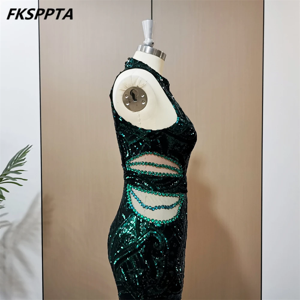 Vestido largo de noche de sirena verde para mujer, traje sin mangas, largo hasta el suelo, ideal para ocasiones formales, fiesta de boda, talla grande, venta al por mayor