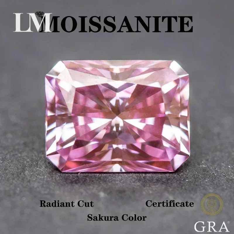 

NEW Moissanite Stone Radiant Cut Sakura Pink Color Charms Gemstone DIY Advanced Jewelry Rings Earrings Making with Certificate