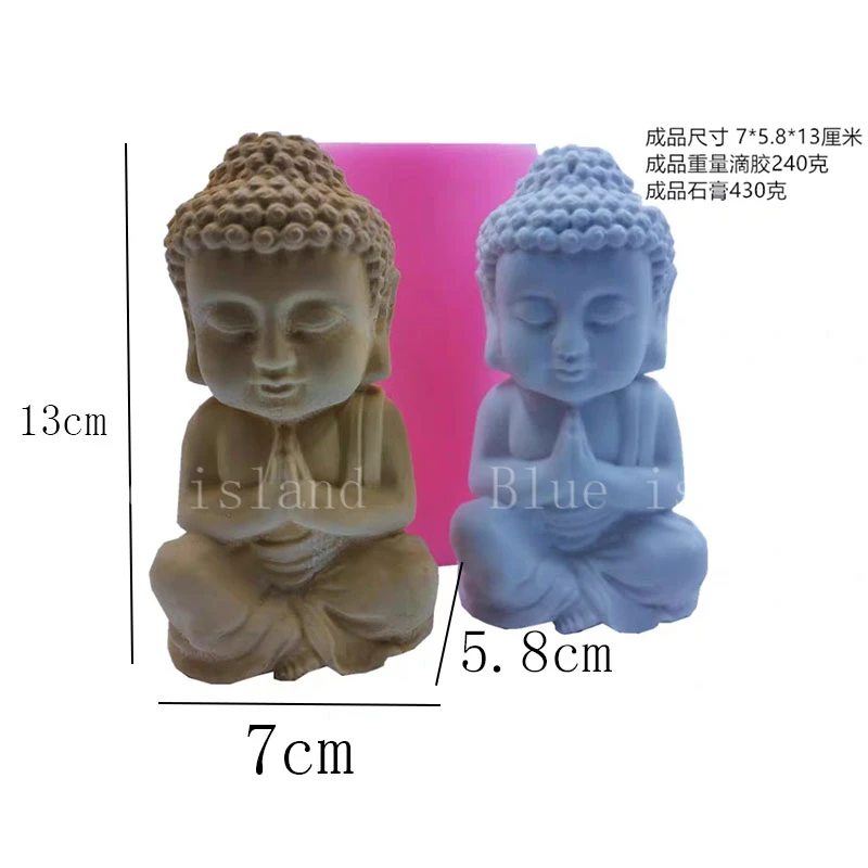 3D Silicone Mold Buddha Statue Making Meditation Sakyamuni Buddha Cement Decoration DIY Hand Mould Epoxy Concrete Form