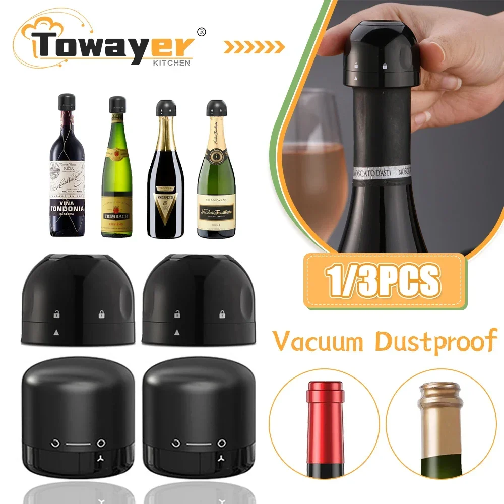 1/3Pcs Vacuum Wine Bottle Stopper Bottle Cap Silicone Champagne Stopper for Keeping Red Wine Fresh Retain Plug Wine Accessories