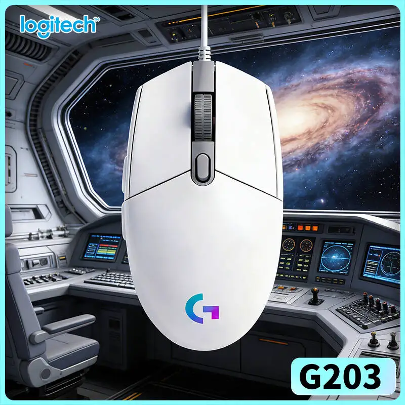 Logitech G203 Wired Mouse for Gaming 200-8000 DPI LIGHTSYNC RGB 6 Buttons 1ms Response 2.1m Cable 85g Effortless Handling