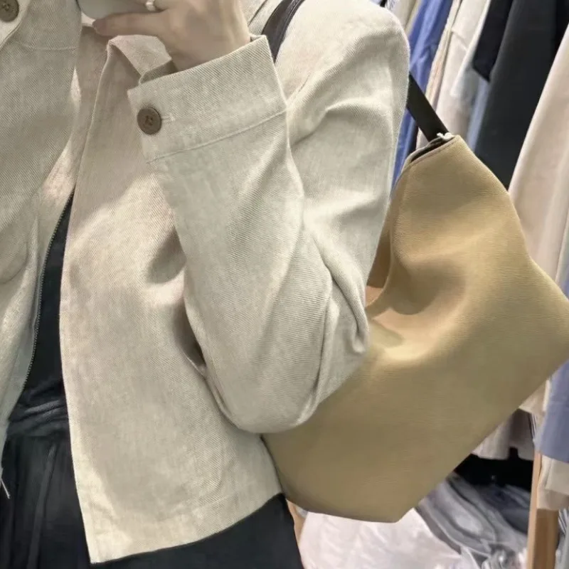 Korean Ins Vintage Handbags Female 2024 Autumn Winter New Suede Underarm Shoulder Bags Niche All-match Armpit Bag Lady Bolsos