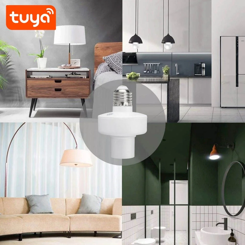 Tuya WiFi Smart Lamp Socket E27 Bulb Holder Adapter Smart Life APP Timer Voice Control Works with Alexa Google Home  AC85-265V