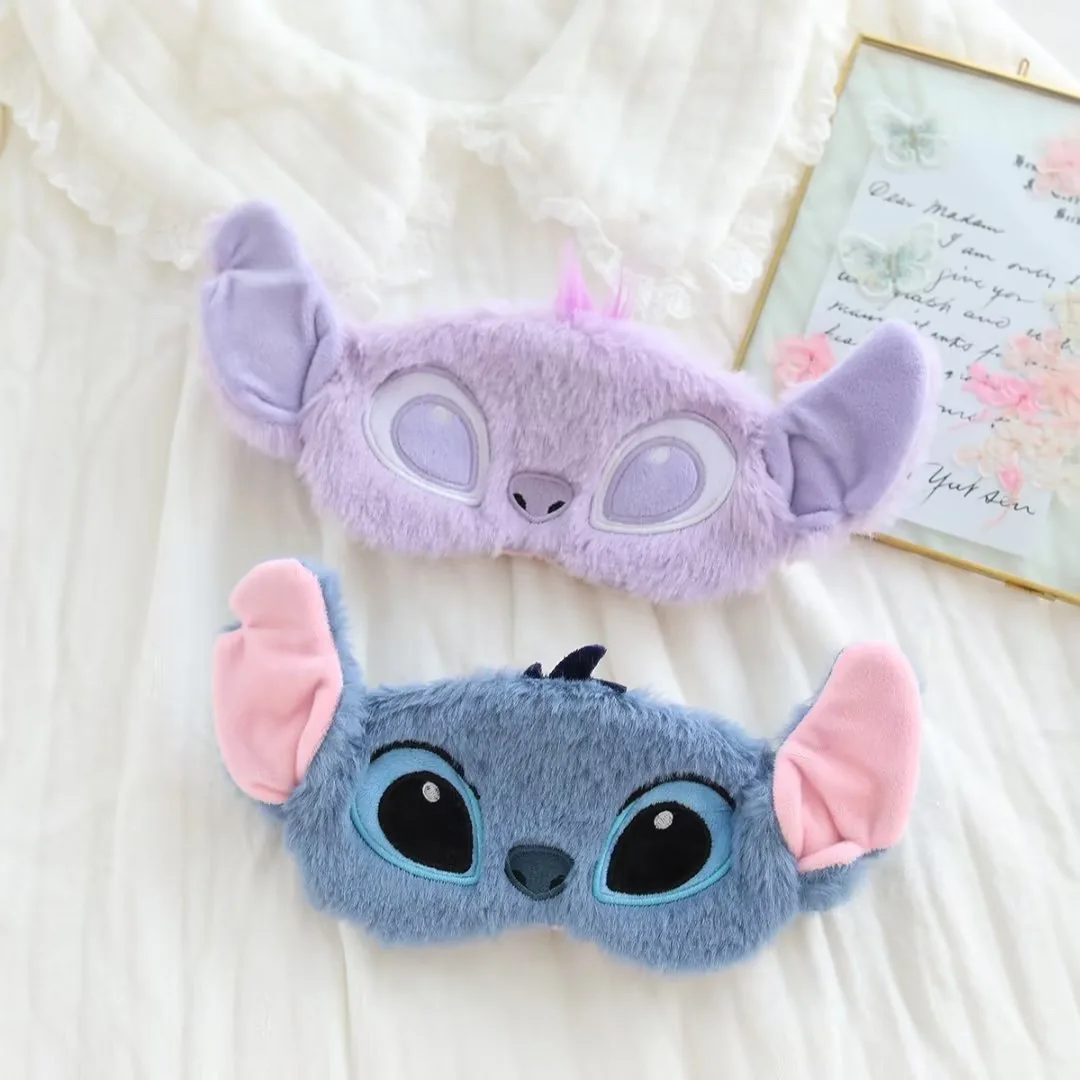 Cute Stitch Disney Eye Mask Plush Faux Shade Sleep Cartoon Plush Embroidery Anime Lilo & Stitch Nap Sleep Eye Mask