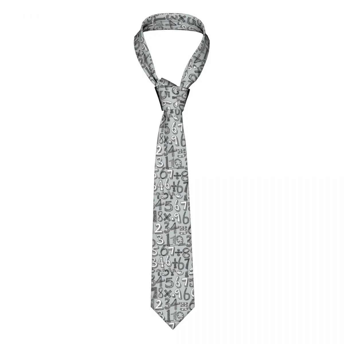 Math Doodle Silver Necktie Men Women Polyester 8 cm Teacher Gift Neck Ties for Men Slim Wide Suits Accessories