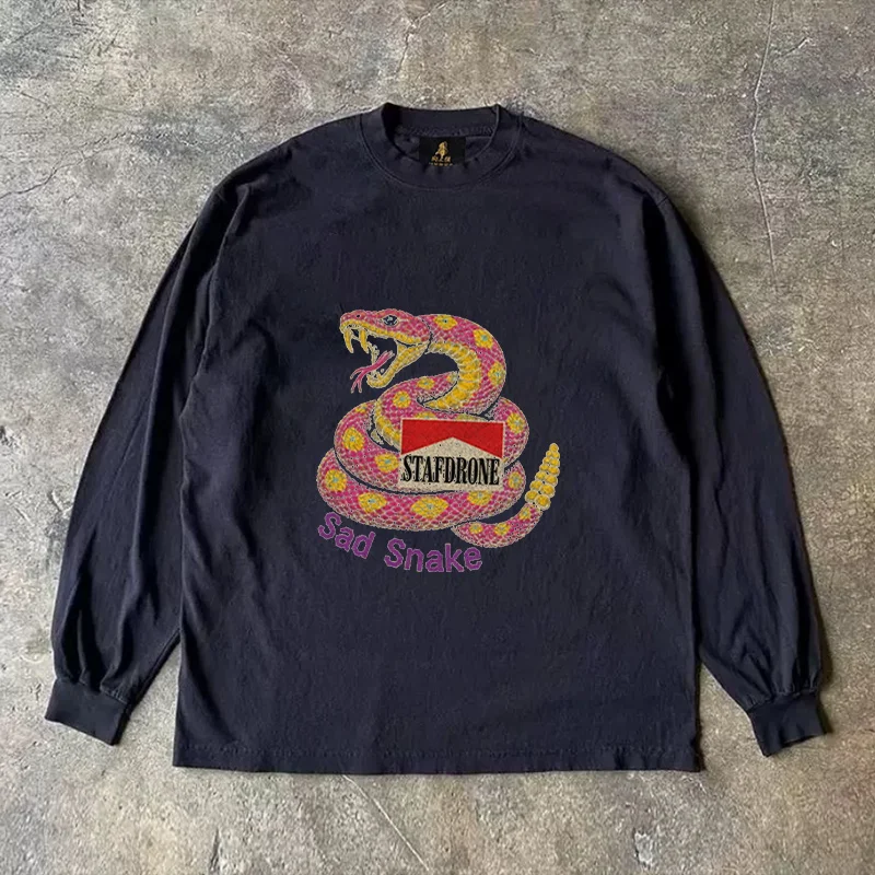 Long Sleeve T-Shirt 310 Pure Cotton Double Thread Women's Style Three Needle Charitable Fundraising Upward Hero American Couple