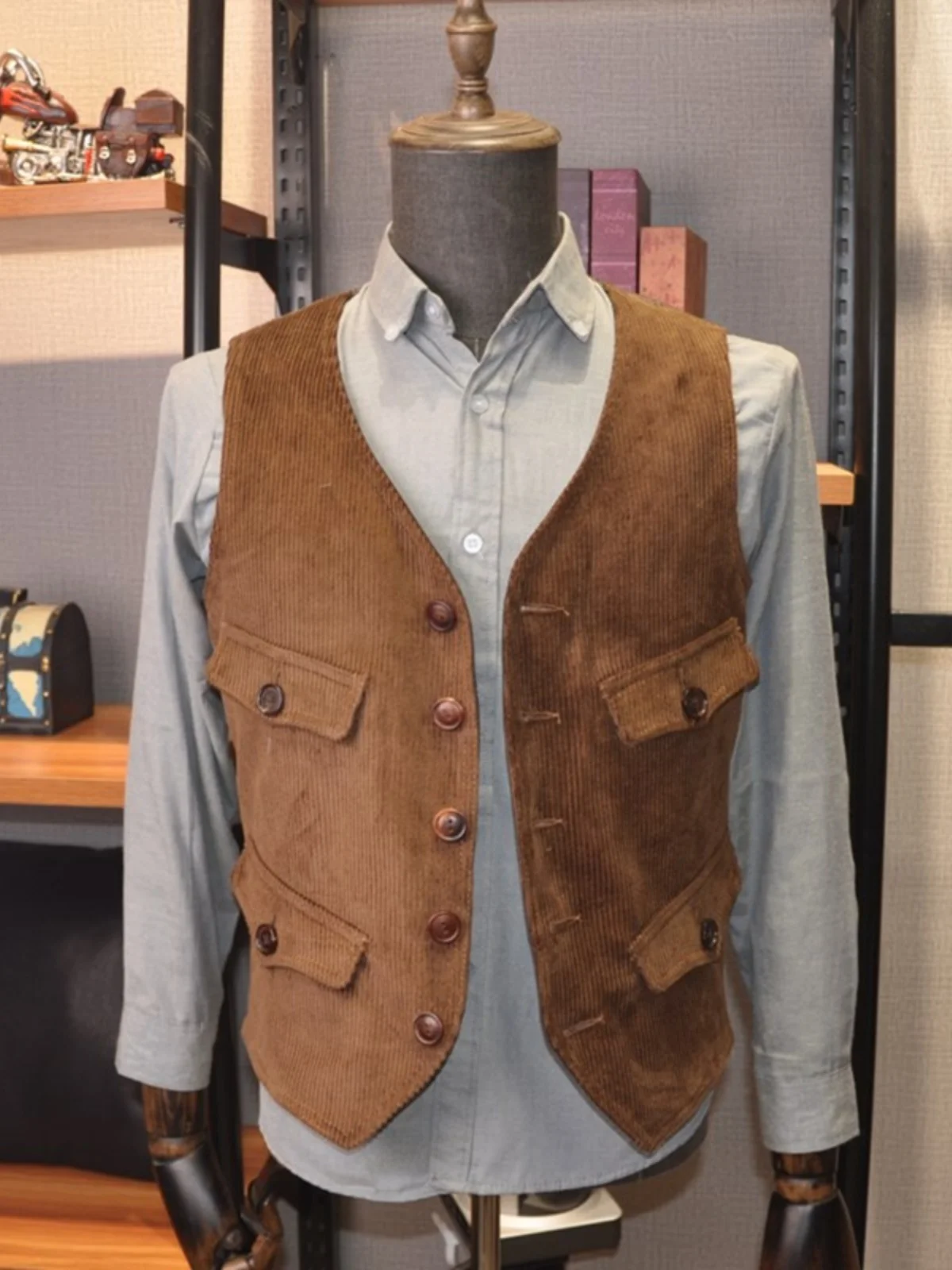 

Retro American Tweed Corduroy ort Vest Men's Slim Fit V-Ne Busin Casual Jaet Youth Spring Autumn Winter Office Wear