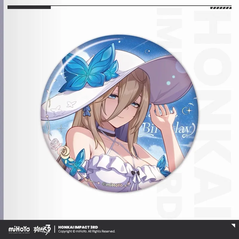 MiHoYo 공식 정품 Honkai Impact 3 2025 생일 인사말 시리즈 Tinplate 배지 FUHUA MEI 테레사 코스프레 애니메이션 게임 선물